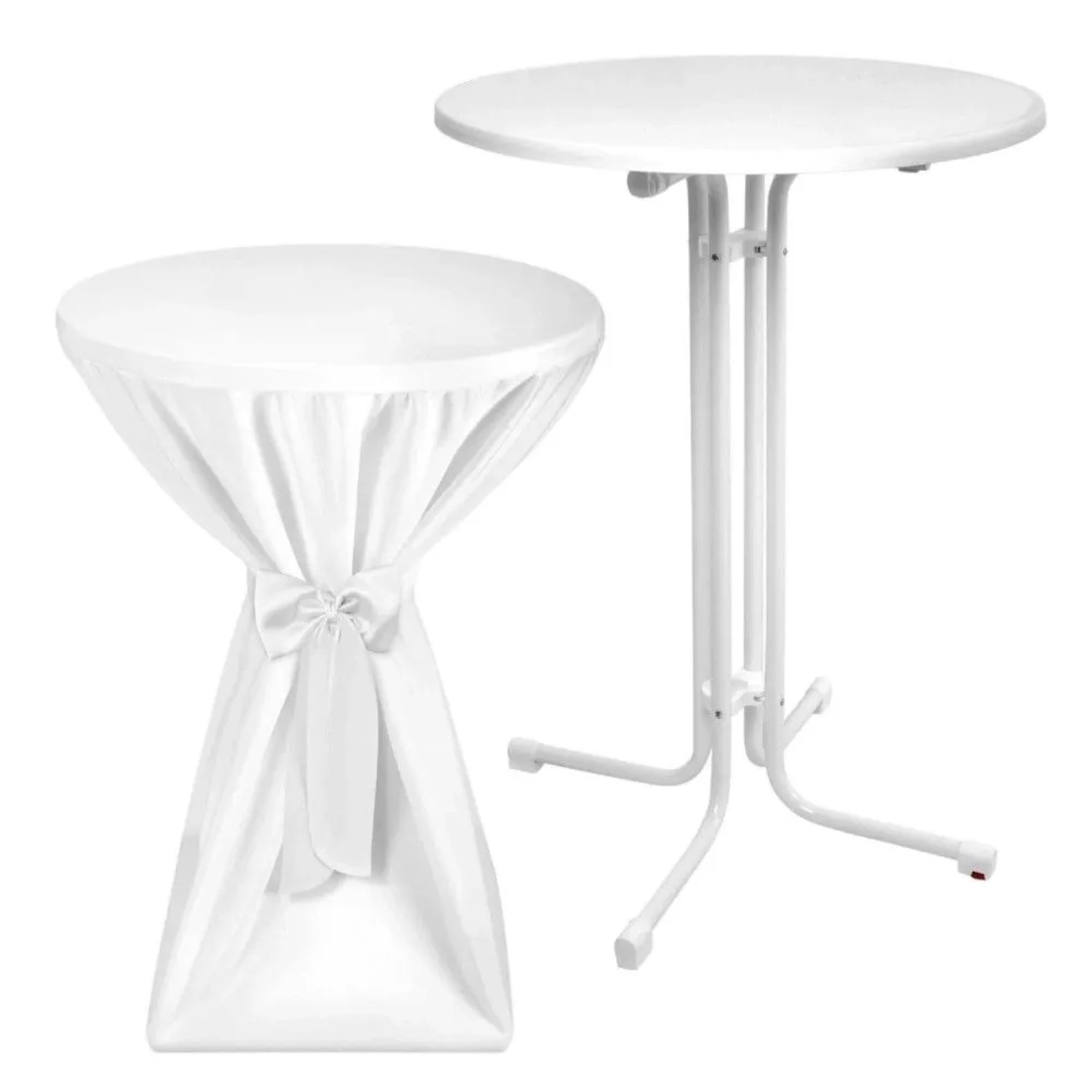 Beautissu Sylt Stehtisch ø 70cm Weiß mit Premium Stehtischhusse ø 70cm Weiß