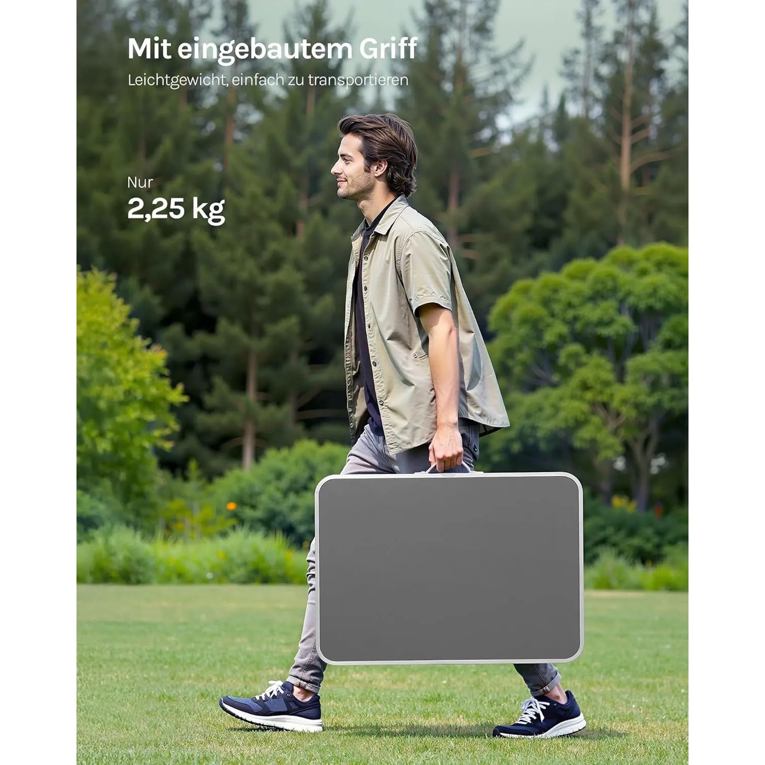 WOLTU Campingtisch Klapptisch mit Griff Zusammenklappbar Alu Grau_6