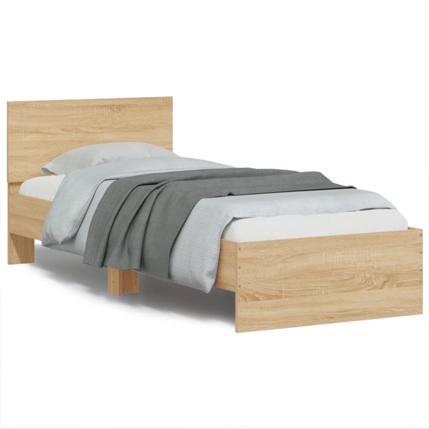 vidaXL Bettgestell mit Kopfteil und LED-Leuchten Sonoma-Eiche 90x200cm 838808