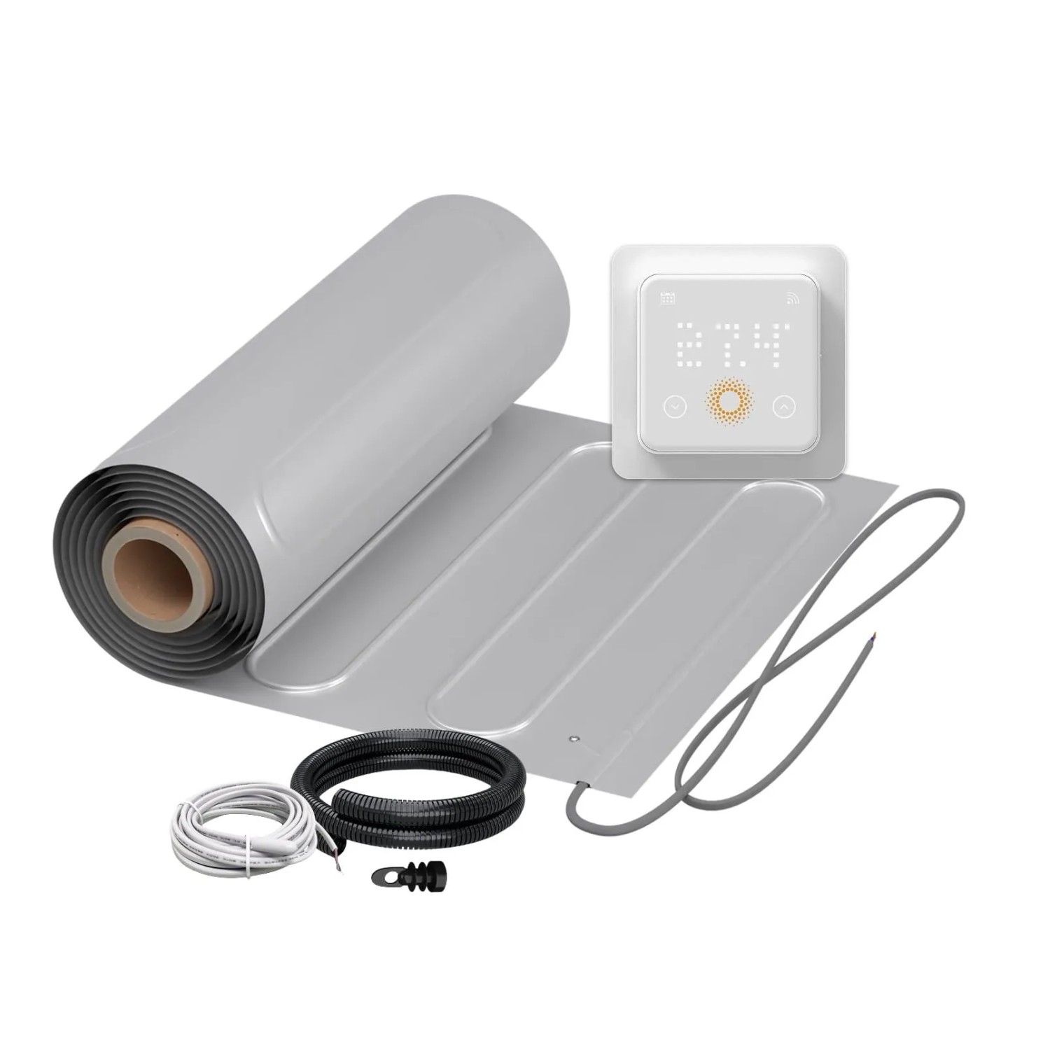 WARMON Fußbodenheizung Elektrisch ALU 150 W/m² inkl. TS 500 WiFi Thermostat Weiß 15 m²