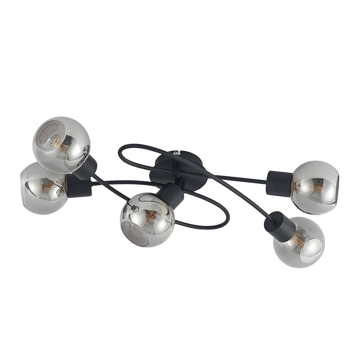 Lindby Deckenlampe Elaina 9627496 Modern in Schwarz aus Metall 5-flammig E1 günstig online kaufen