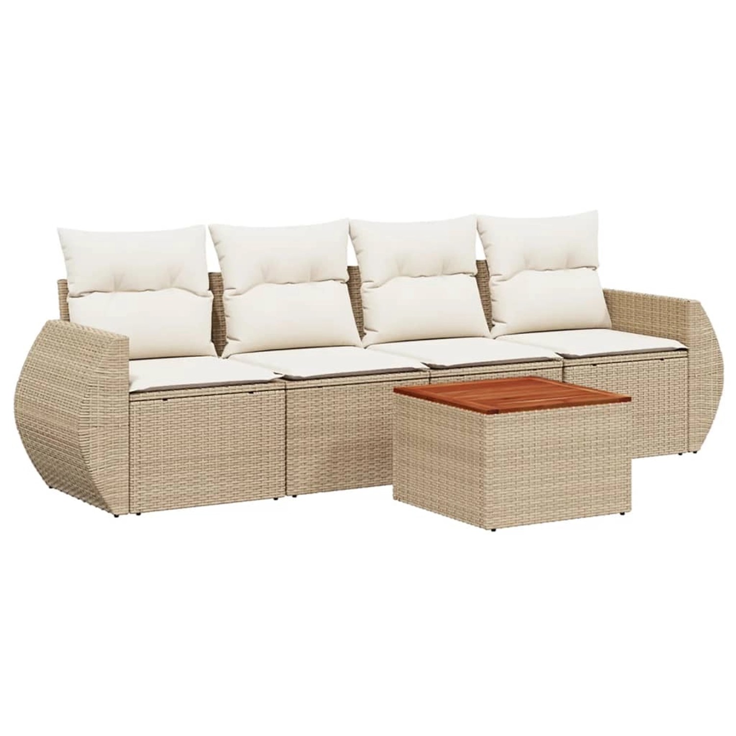 vidaXL 5-Tlg Garten-Sofagarnitur mit Kissen Beige Poly Rattan 3224882 günstig online kaufen