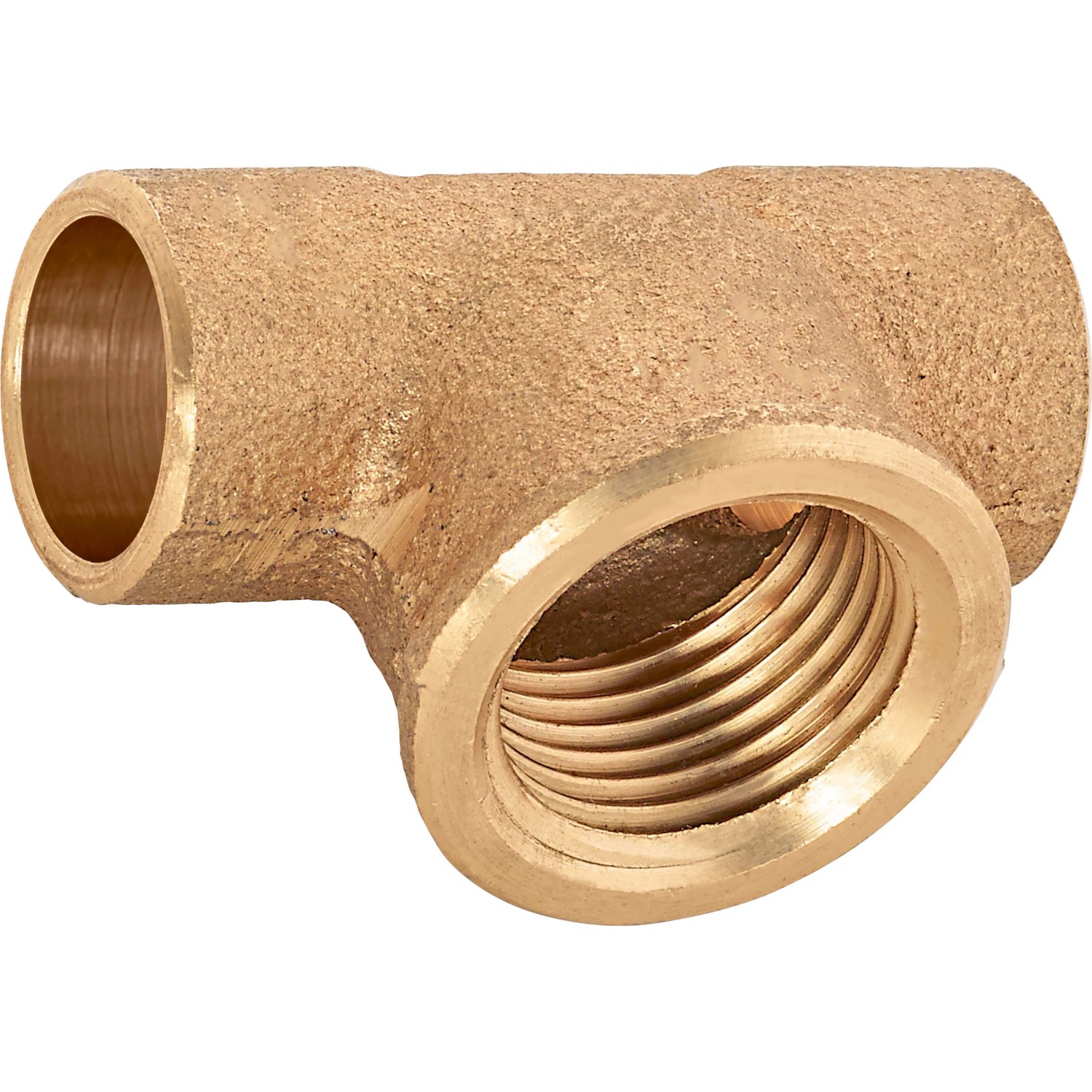 Löt-T-Stück aus Rotguss, 15 mm x 18,6 mm, für Kupferrohr-Installationen.
