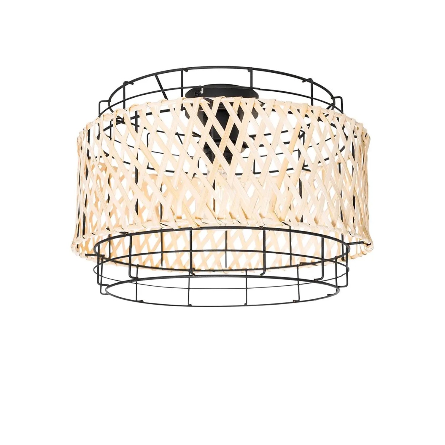QAZQA Orientalische Deckenlampe Schwarz mit Bambus Irena