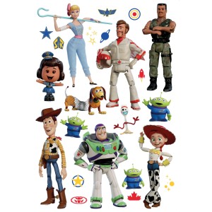 Disney Wandtattoo mit Toy Story Motiven in Weiß, Grün und Blau. Selbstklebend und einfach anzubringen.