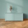Schrank in Wasserblau mit CREATE! by OBI Buntlack Lieblingsfarbe seidenmatt lackiert.