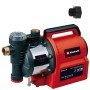 Einhell GE-AW 1144 SMART Hauswasserautomat: Rote Gartenpumpe mit App-Steuerung und Zubehör.