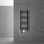 Elektrischer LuxeBath Badheizkörper, 300x800 mm, Anthrazit, mit geraden Stäben und 300W Leistung.