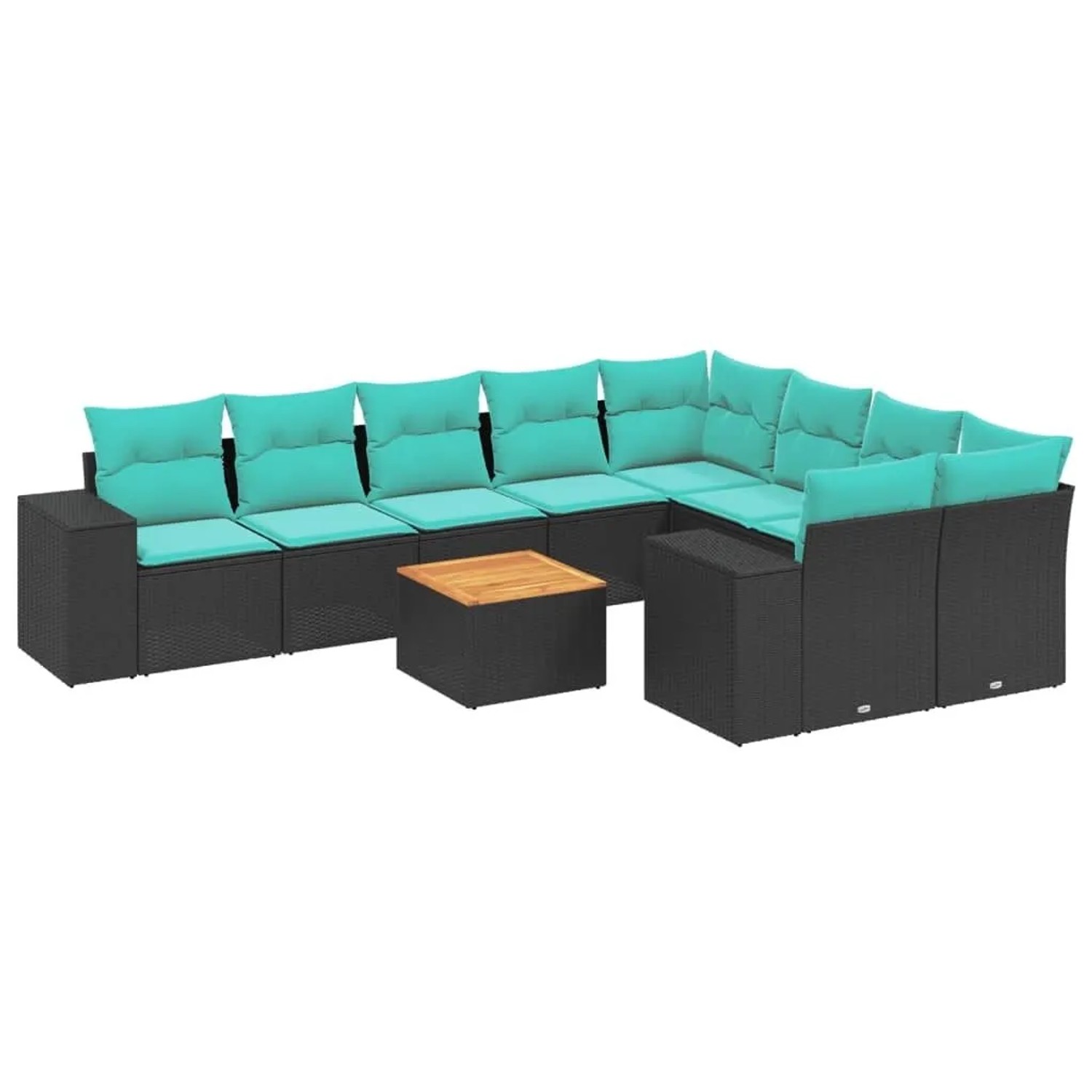 vidaXL 10-Tlg Gartensofa-Set mit Kissen Schwarz Polyrattan 3225602 günstig online kaufen