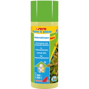 Sera Flore 4 Plant Systemdünger, 250ml NPK-Dünger für gesunde Aquarienpflanzen.