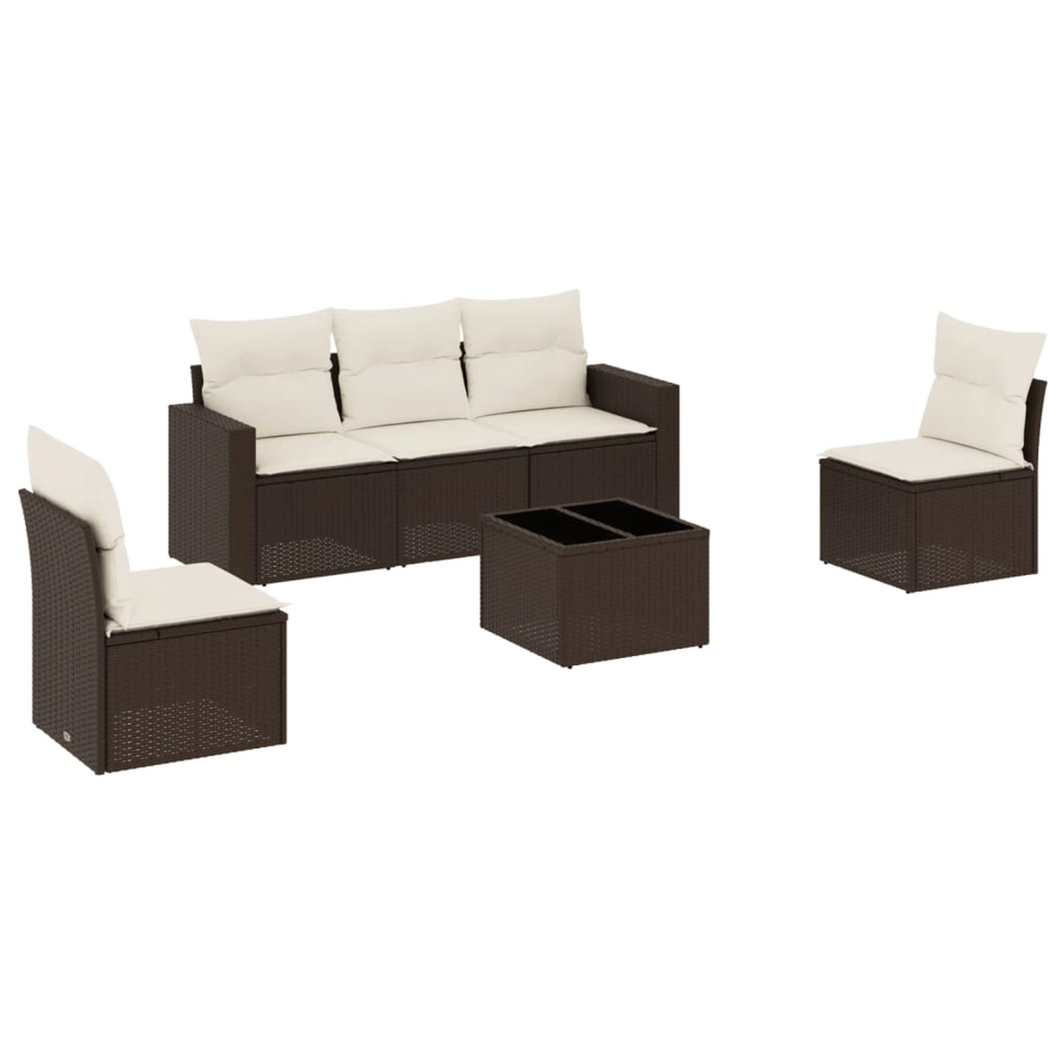 vidaXL 6-Tlg Garten-Sofagarnitur mit Kissen Braun Poly Rattan 3218793 günstig online kaufen