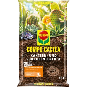 Compo Cactea Kakteenerde, torffrei, 10L Sack für Kakteen und Sukkulenten.