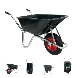 TRUTZHOLM Schubkarre mit 100L Mulde, pannensicherem PU Rad und 250kg Traglast.