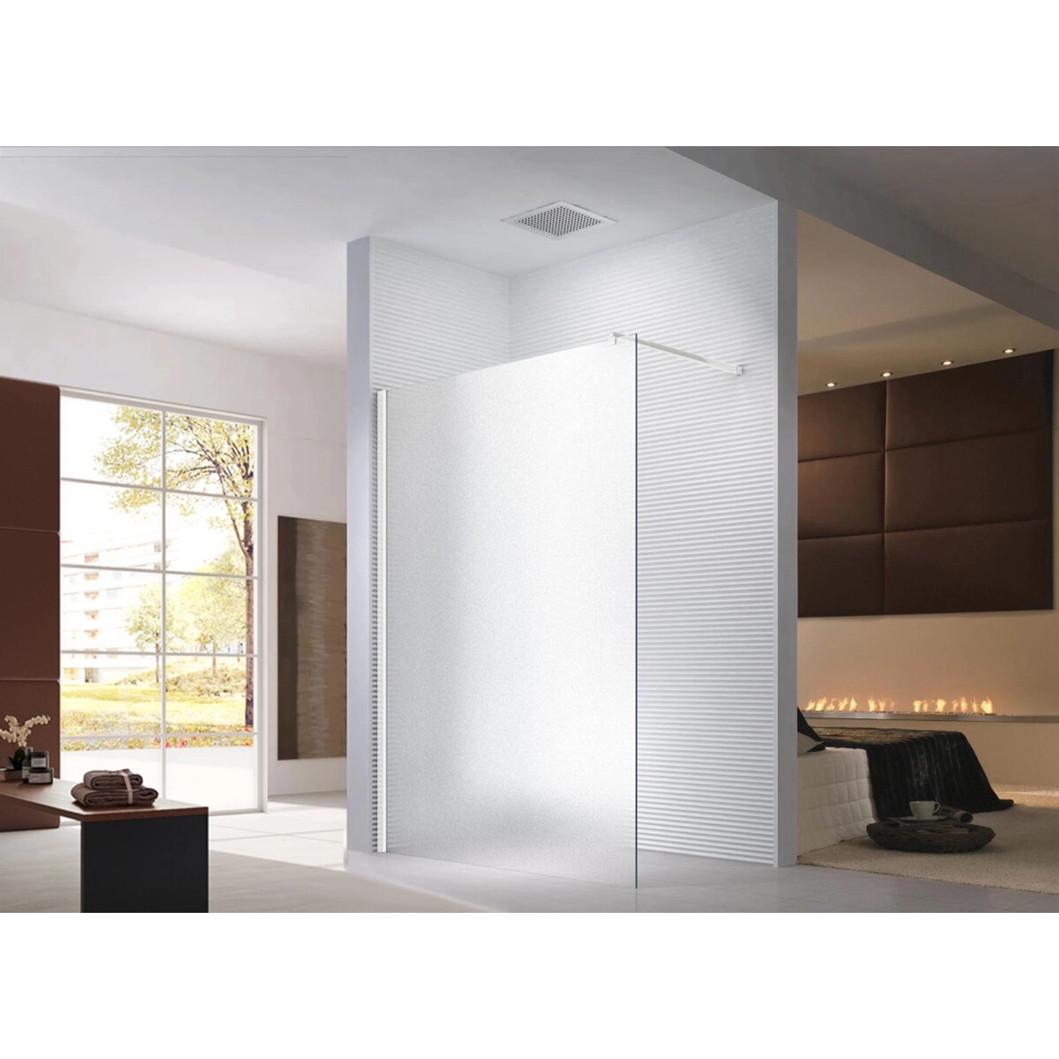 Glaszentrum Hagen 140x200cm Walk in Duschabtrennung Satin Weiß günstig online kaufen