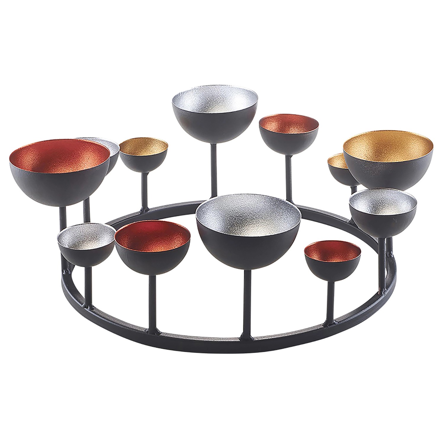 Kobolo Dekokranz Kerzenhalter HUGO für Teelichter Schwarz metallische Farben