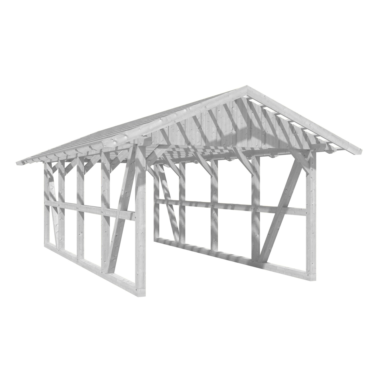 Skan Holz Carport Schwarzwald mit Dachlattung 424 x 772 cm Weiß günstig online kaufen