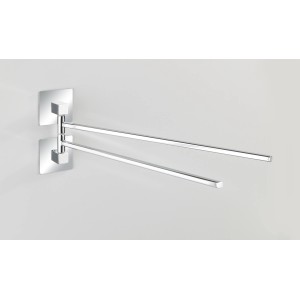 Wenko Turbo-Loc Handtuchhalter Quadro aus Edelstahl mit zwei beweglichen Armen.
