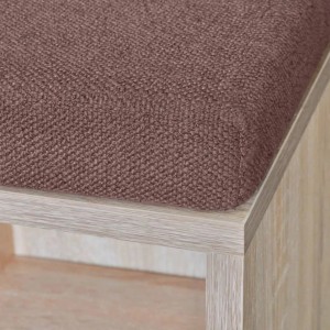 Detailansicht: vidaXL Schuhschrank Schuhbank Eiche mit braunem Sitzpolster.