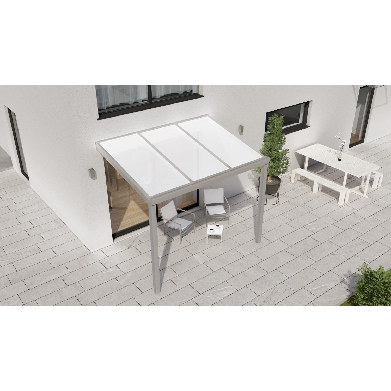 Terrassenüberdachung Professional 300 cm x 200 cm Grau Struktur PC Opal günstig online kaufen