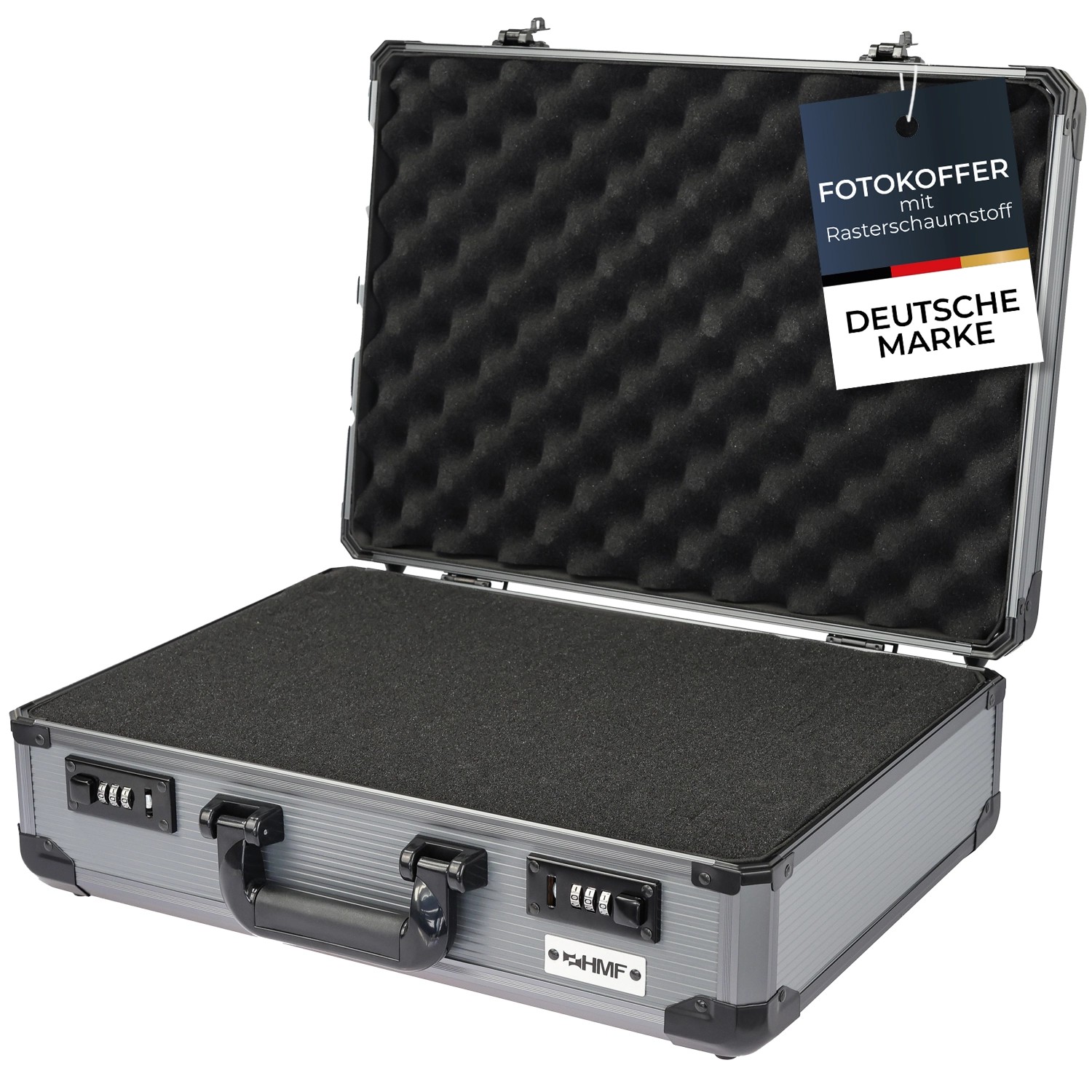 HMF 14402-02 Alu Fotokoffer Koffer Rasterschaumstoff 46 x 33 x 15 cm