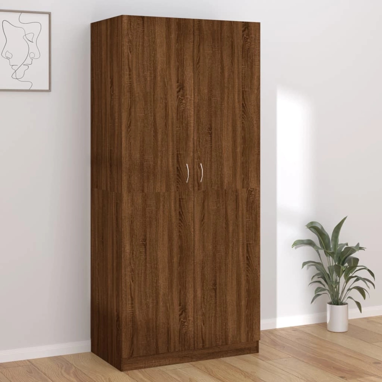 vidaxl kleiderschrank braun eichen-optik 90x52x200 cm holzwerkstoff
