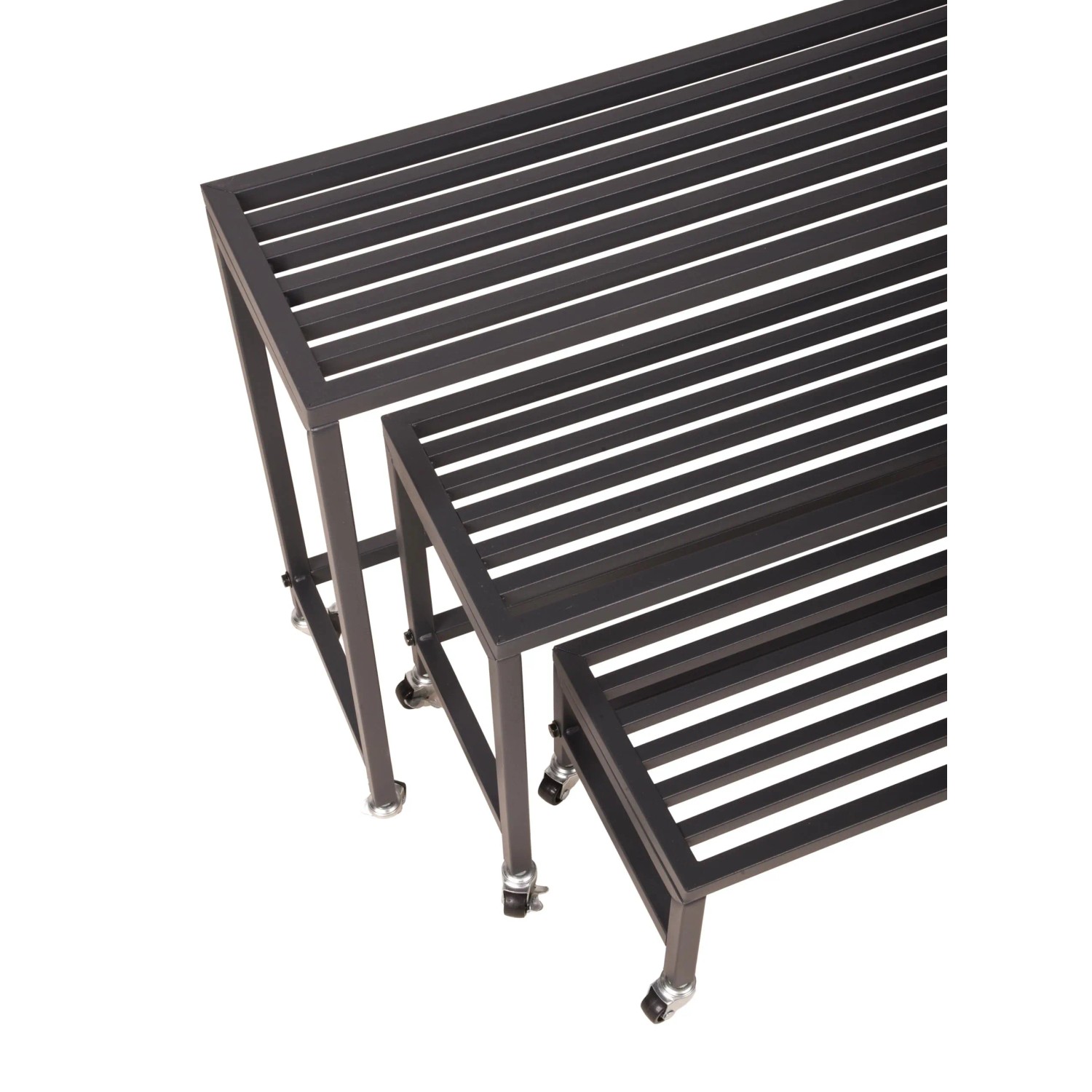 DELUKE Pflanzbank JAKOB 3er Set, Stahl, schwarz. Blumenständer und Pflanzenbank für Garten und Balkon.