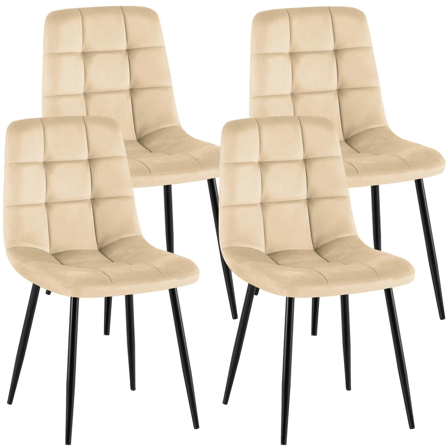 CLP 4er Set Esszimmerstühle Antibes Samt Creme