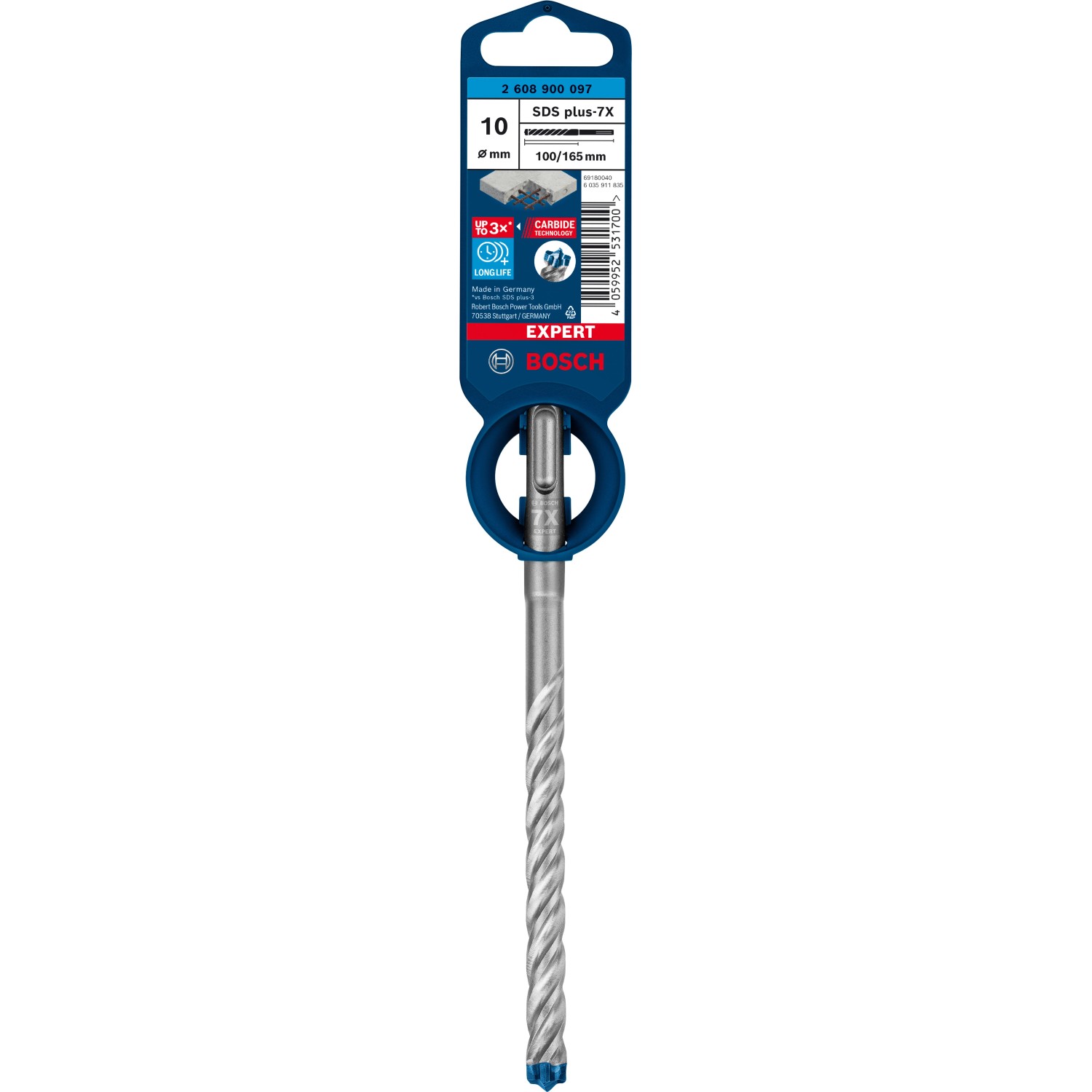 Bosch Expert SDS plus-7X Hammerbohrer Ø 10 mm 100/165 mm Länge