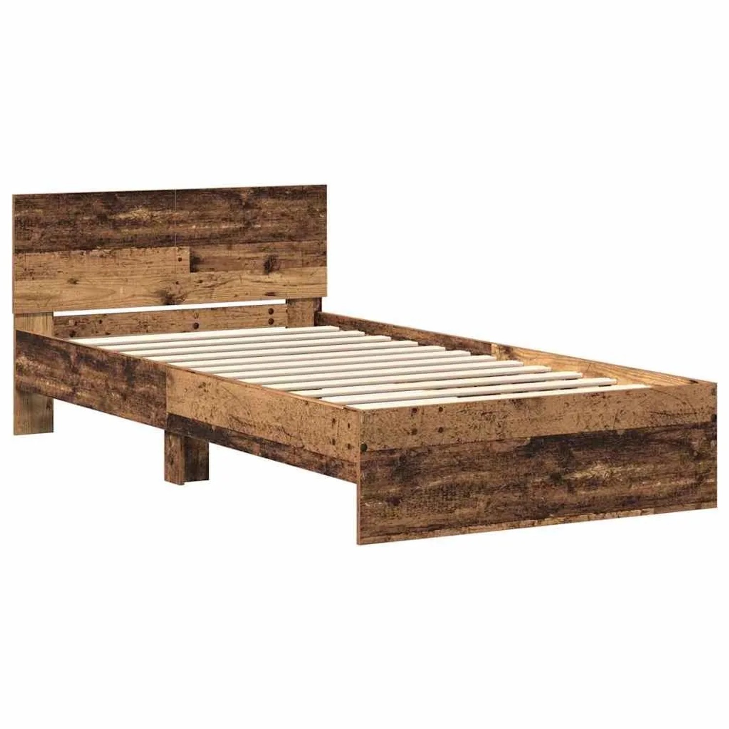 vidaXL Bettrahmen mit Kopfteil Altholz 203 x 185 x 70 cm Holzwerkstoff 3376050