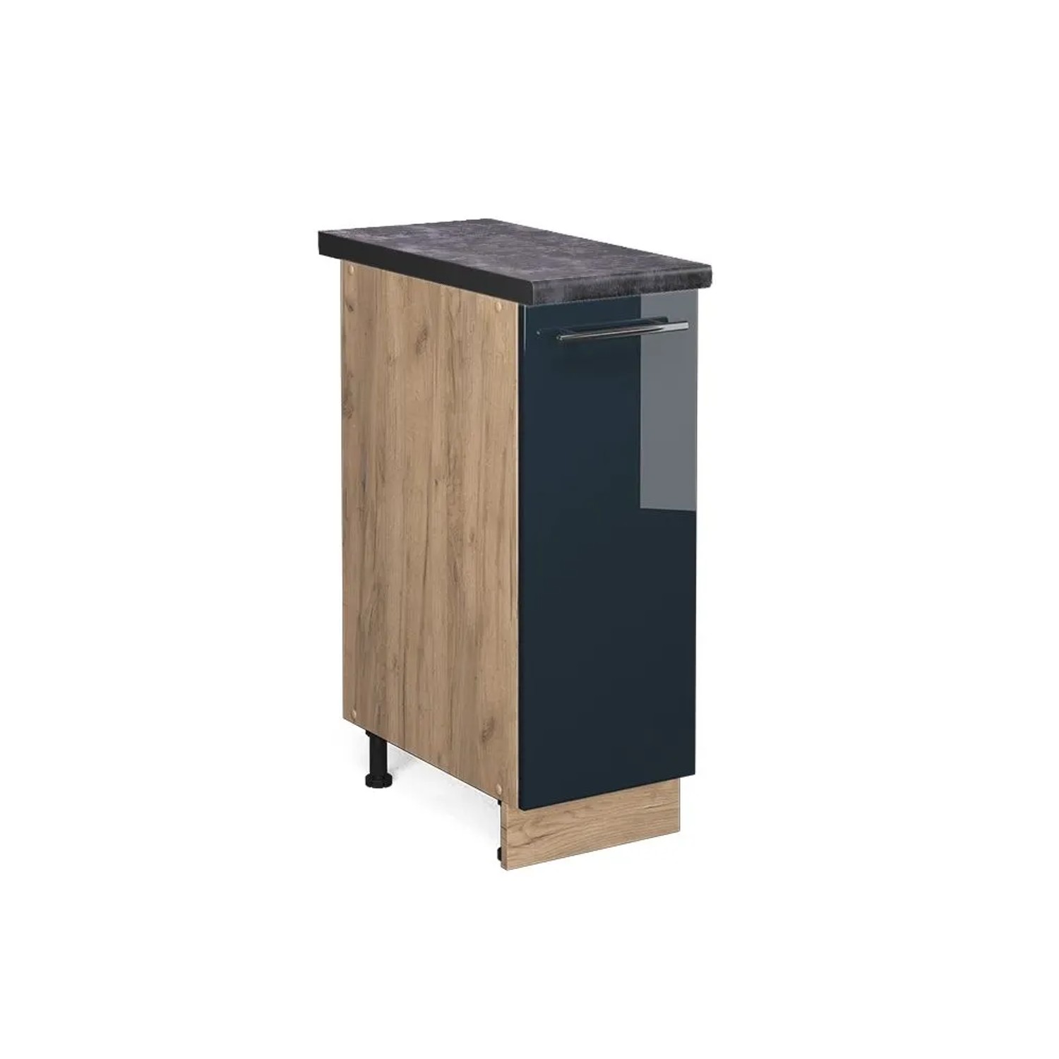 Vicco Apothekerschrank Fame-Line DunkelBlau Hochglanz Goldkraft Eiche 30 cm AP Anthrazit