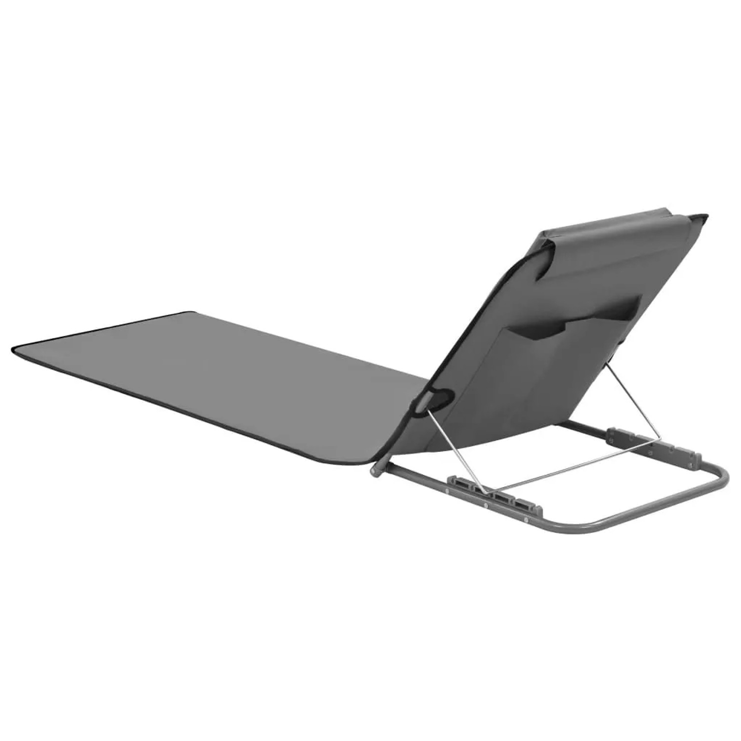 furnicato Klappbare Strandmatte 2 Stk. Stahl und Stoff Grau_4