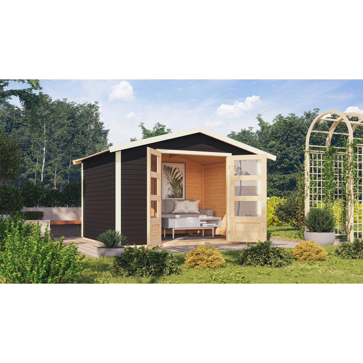 Karibu Gartenhaus Amberg 5 Anthrazit 305 cm x 246 cm günstig online kaufen