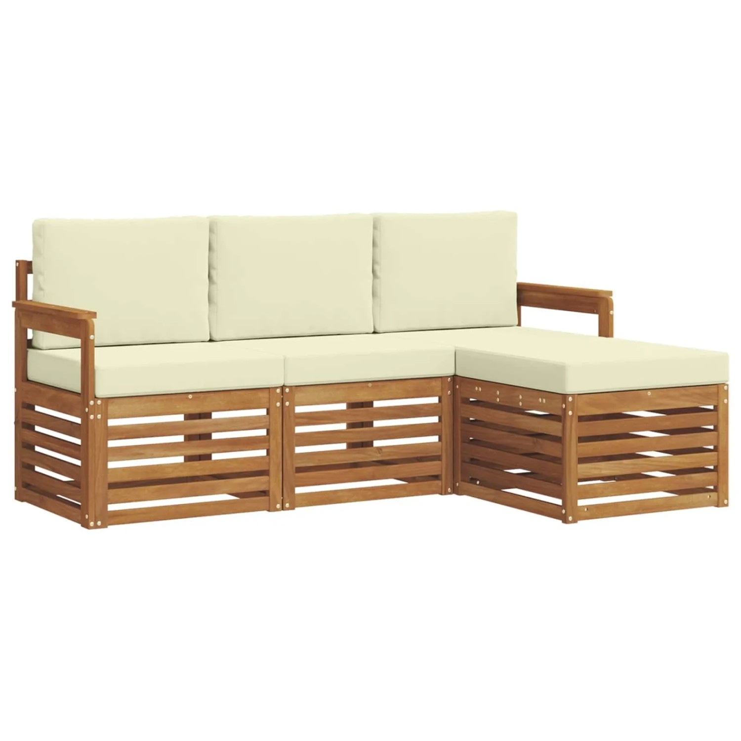 vidaXL Sofagarnituren 4 Tlg Natur und Creme Massivholz Akazie 3374595
