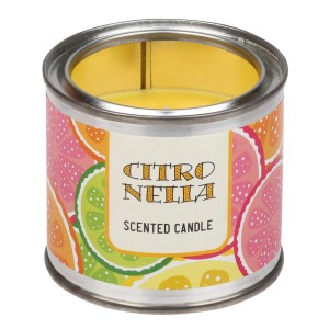 Steinhart Duftkerze Citronella in Metalldose mit Zitrusfrucht-Design.