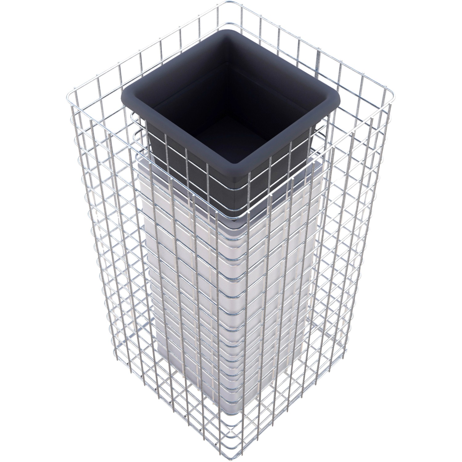Gabiona Gabionen-Blumensäule eckig feuerverz 82 x 42 x 42 cm Maschenw 5 x 5 cm