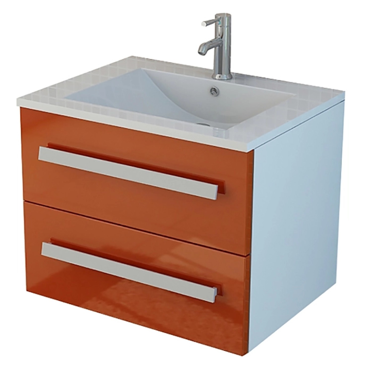 Jet-Line Badmöbel-Set Arosa II 59cm Dark Orange Hochglanz Waschbecken und U günstig online kaufen