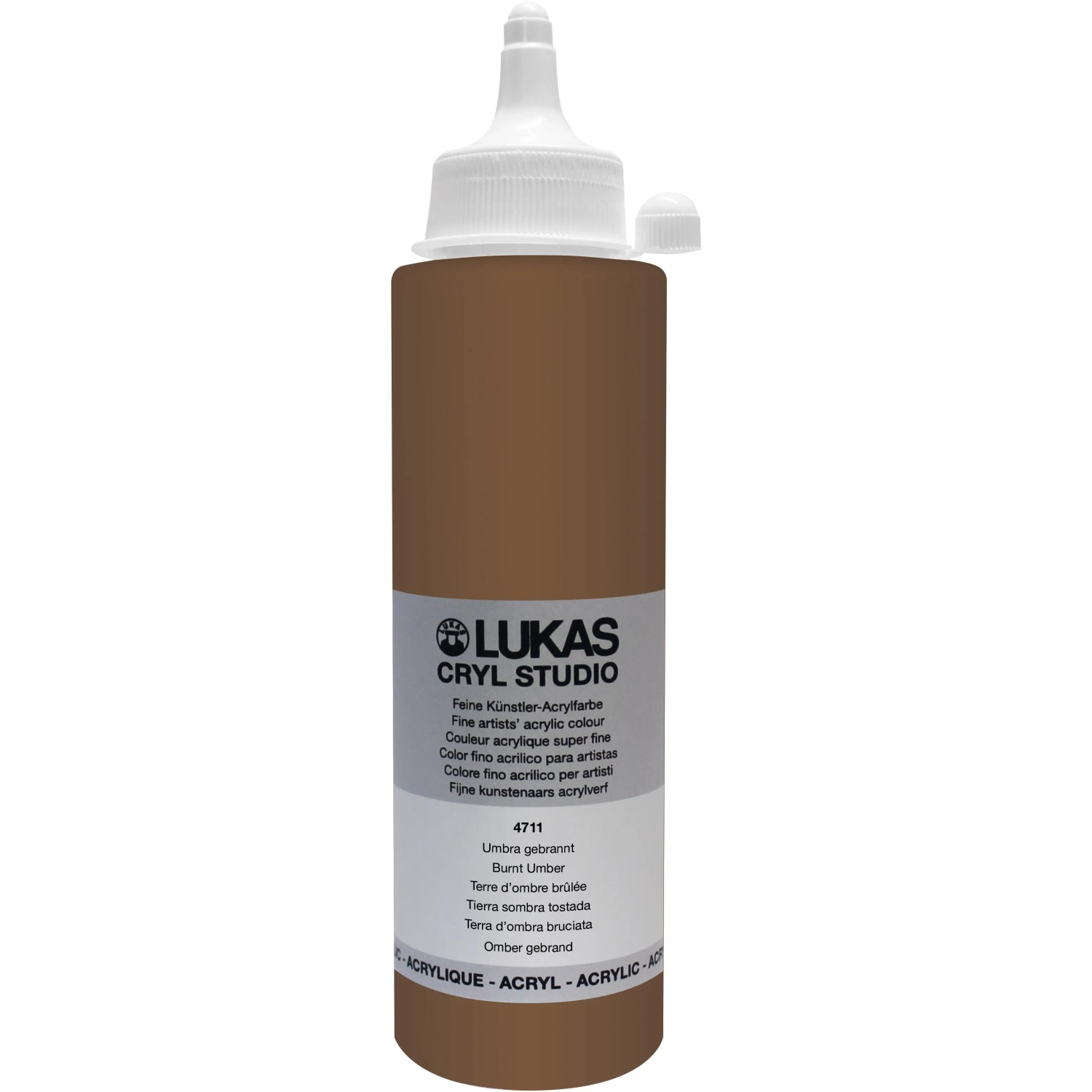 Lukas Cryl Studio Acrylfarbe Plastikflasche Umbra gebrannt 250ml