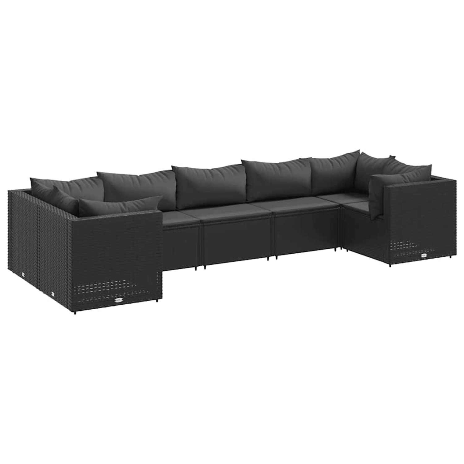 vidaXL 7-Tlg Garten-Lounge-Set mit Kissen Schwarz Poly Rattan 3308259 günstig online kaufen
