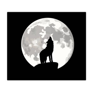 Banjado Herdabdeckplatte Glas mit Wolf Motiv, 60x52cm, auch als Schneidebrett nutzbar.