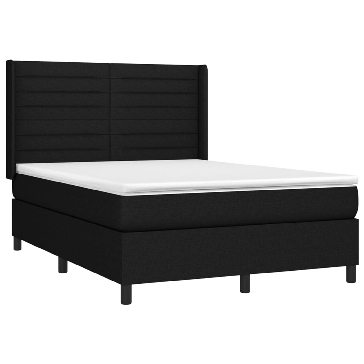 vidaXL Boxspringbett mit Matratze & LED Schwarz 140x200 cm Stoff 3138399 günstig online kaufen