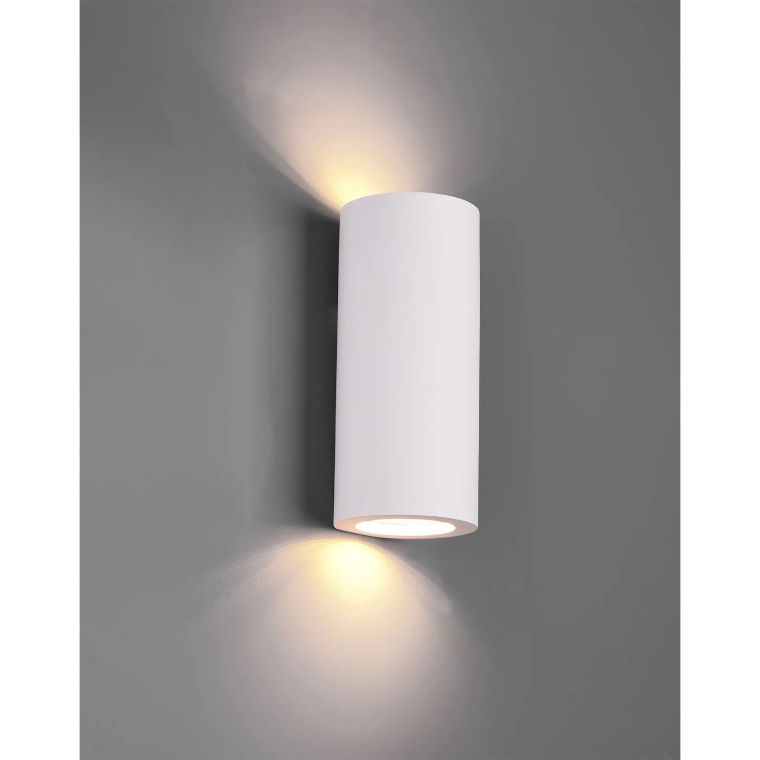 Weiße Trio Leuchten Wandlampe Zazou aus Gips mit Up- und Downlight.