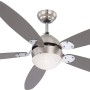 GLOBO Deckenventilator Azura 132 cm mit Beleuchtung, Nickel matt, graue Flügel.