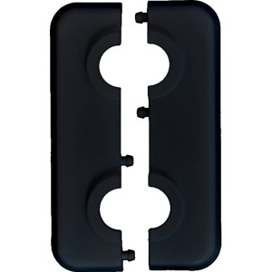 Sanicomfort Doppelrosette 15 mm, schwarz, für Heizungsrohre zum Verdecken von Wandausbrüchen.