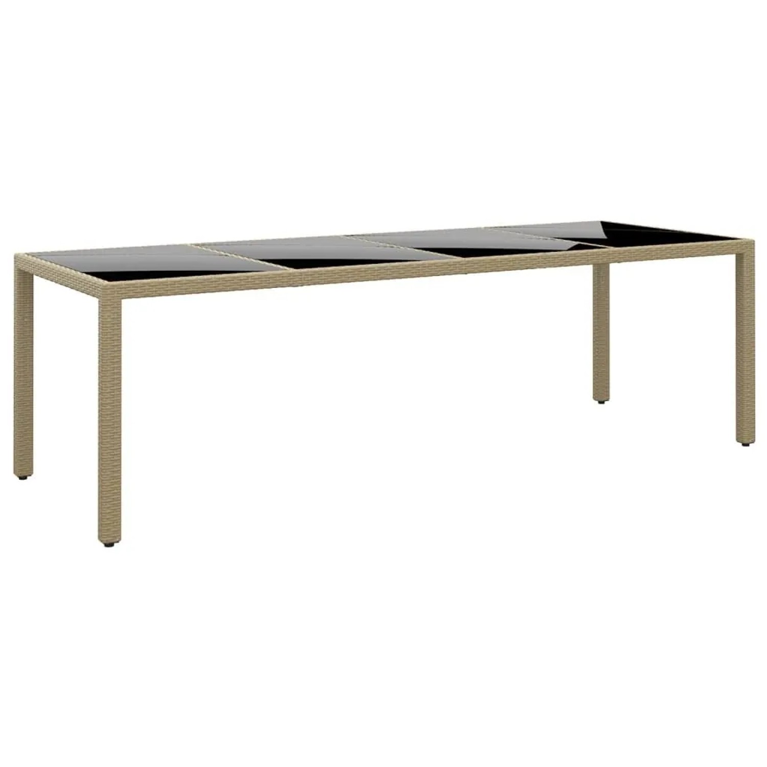 Furnicato Gartentisch Mit Glasplatte Beige Poly Rattan