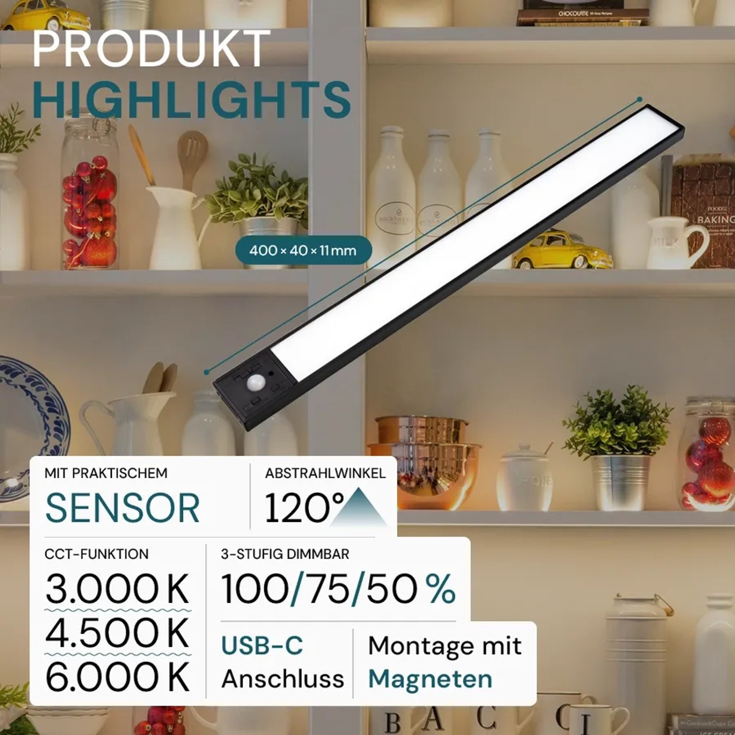 LUXULA Küchenleiste Akku Kabellos Dimmbar Magnetisch Bewegungsmelder CCT 60 cm kaufen bei OBI