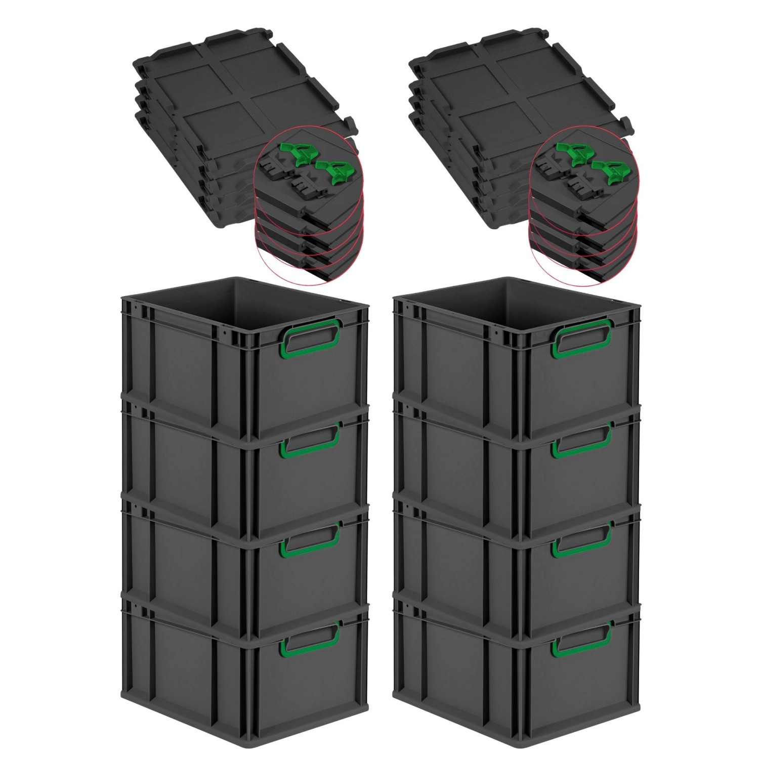 PROREGAL SuperSparSet 8x Eurobox Nextgen Color Mit Scharnierdeckel HxBxT 22 günstig online kaufen