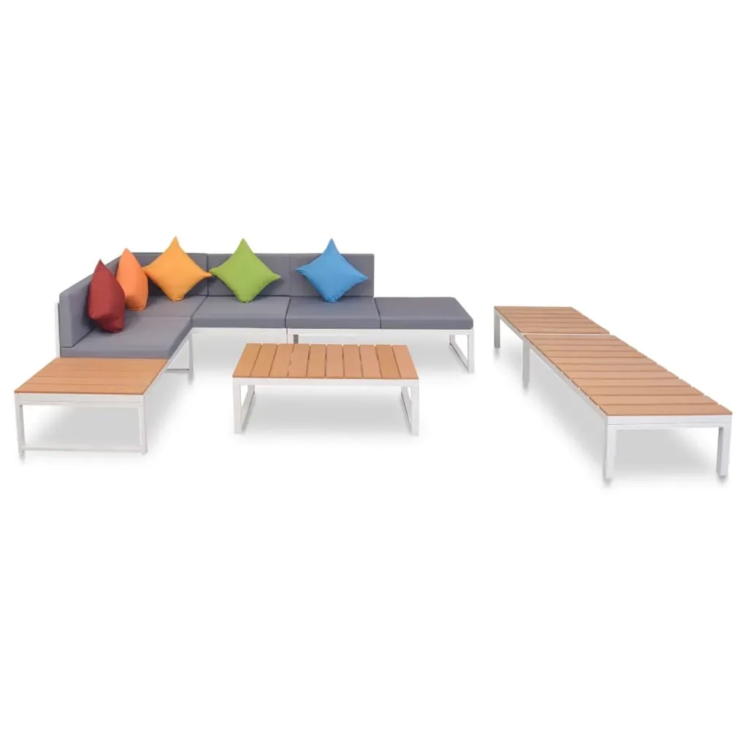 vidaXL 5-Tlg Garten-Lounge-Set mit Auflagen Aluminium und WPC 42870