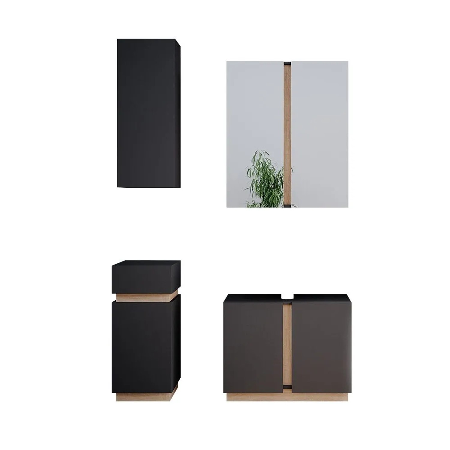Vicco Badmöbel-Set Gloria Anthrazit 70 x 56 4-teilig