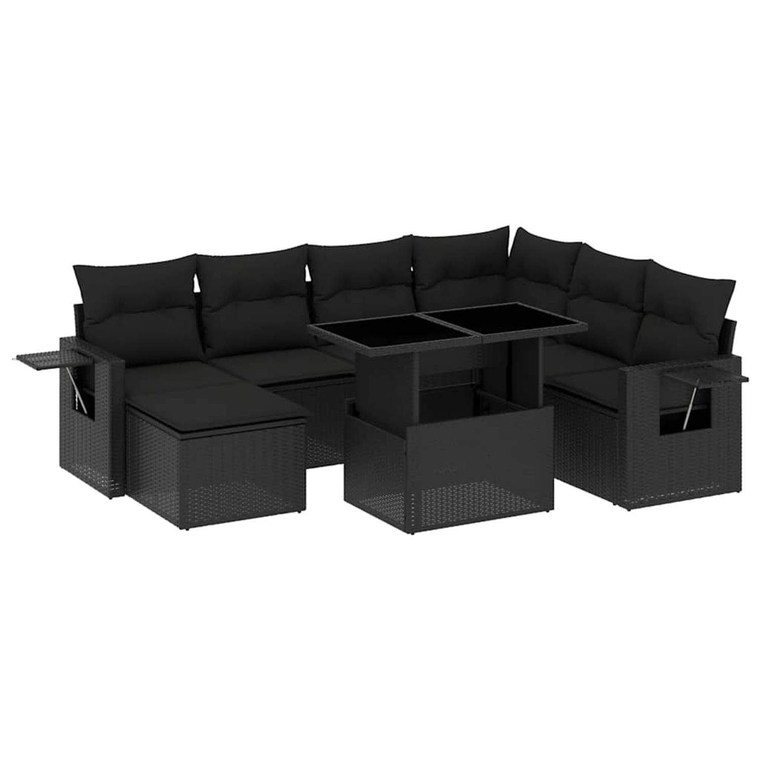 vidaXL 9-Tlg Garten-Sofagarnitur mit Kissen Schwarz Poly Rattan 3268095 günstig online kaufen