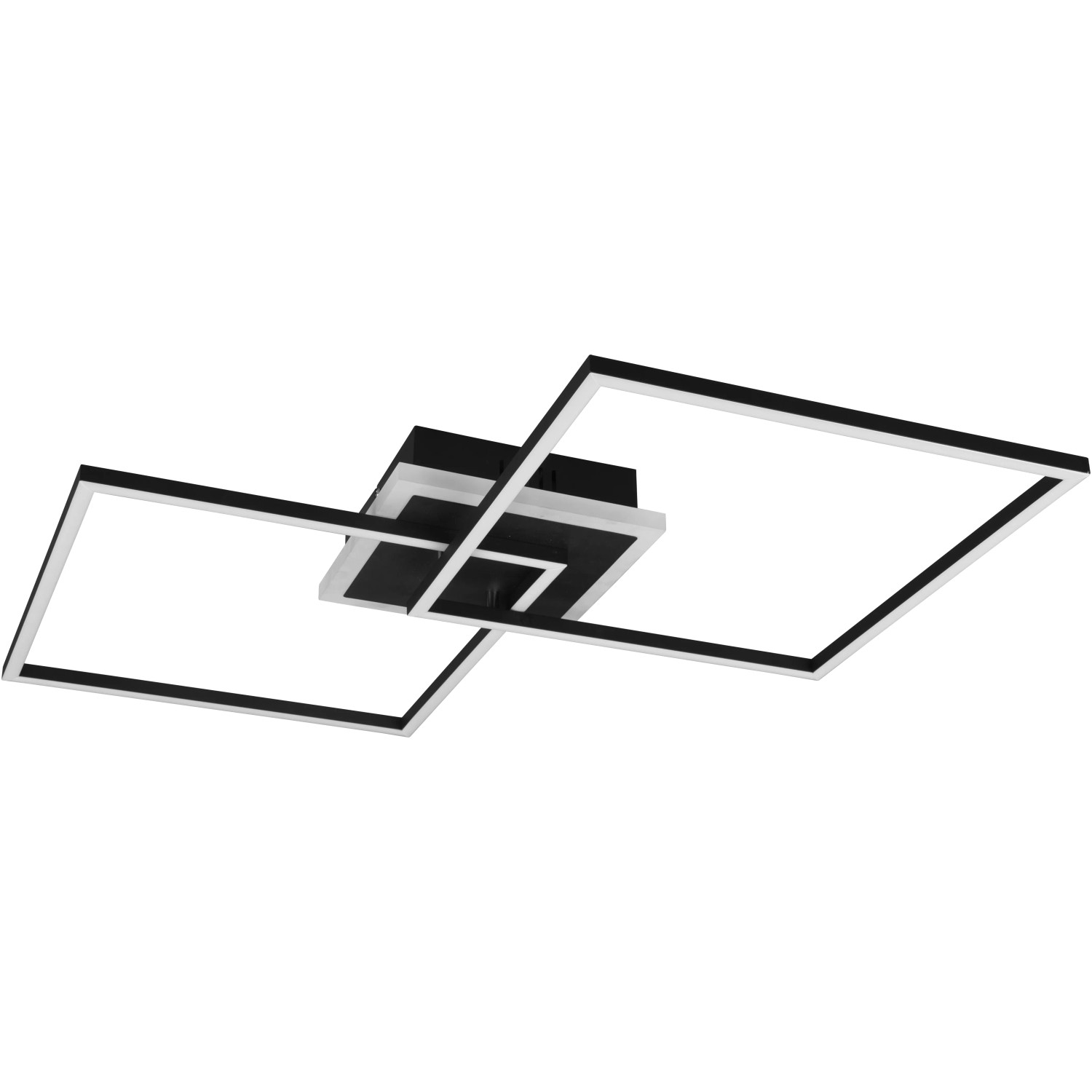 Moderne LED-Deckenleuchte Arribo, schwarz matt, mit RGBW-Funktion und quadratischem Design.